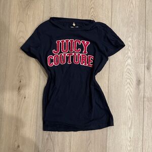 Juicy Couture Dark Blue Tee with Vibrant Pink Lettering